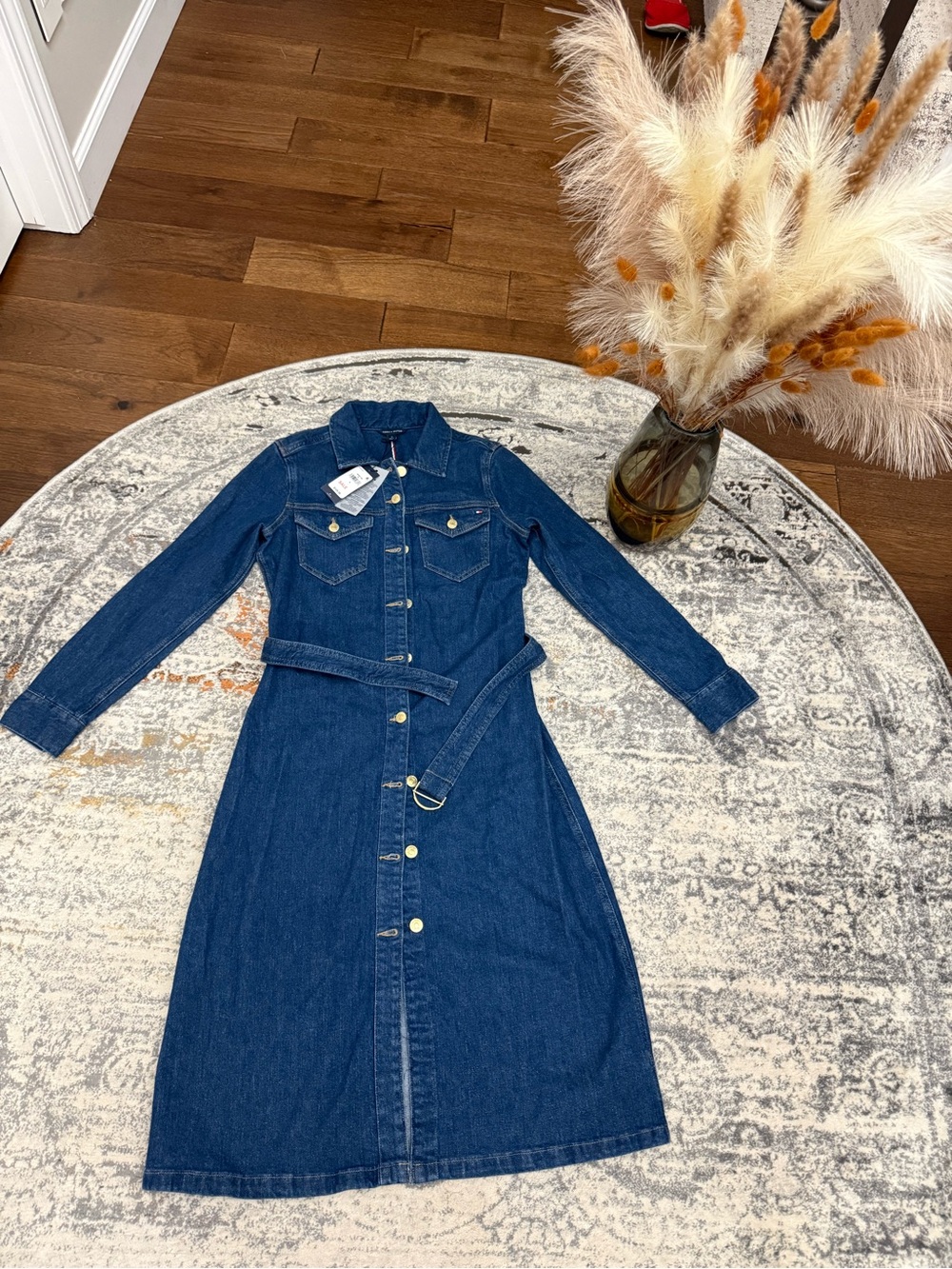 Tommy Hilfiger Dark Blue Denim Button-Front Shirt Dress
